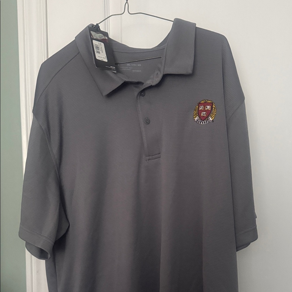 Under Armour Gray Harvard Golf Shirt with Embroidered Logo